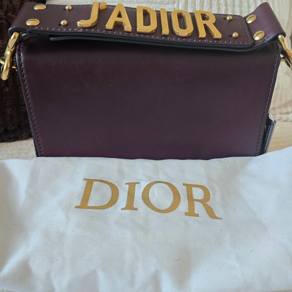 Christian Dior J'Adior Flap Bag Medium Burgundy Amaranth Leather Gold